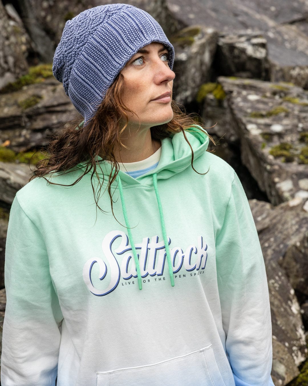 Trader Triple Womens Pop Hoodie in Green - Image 3