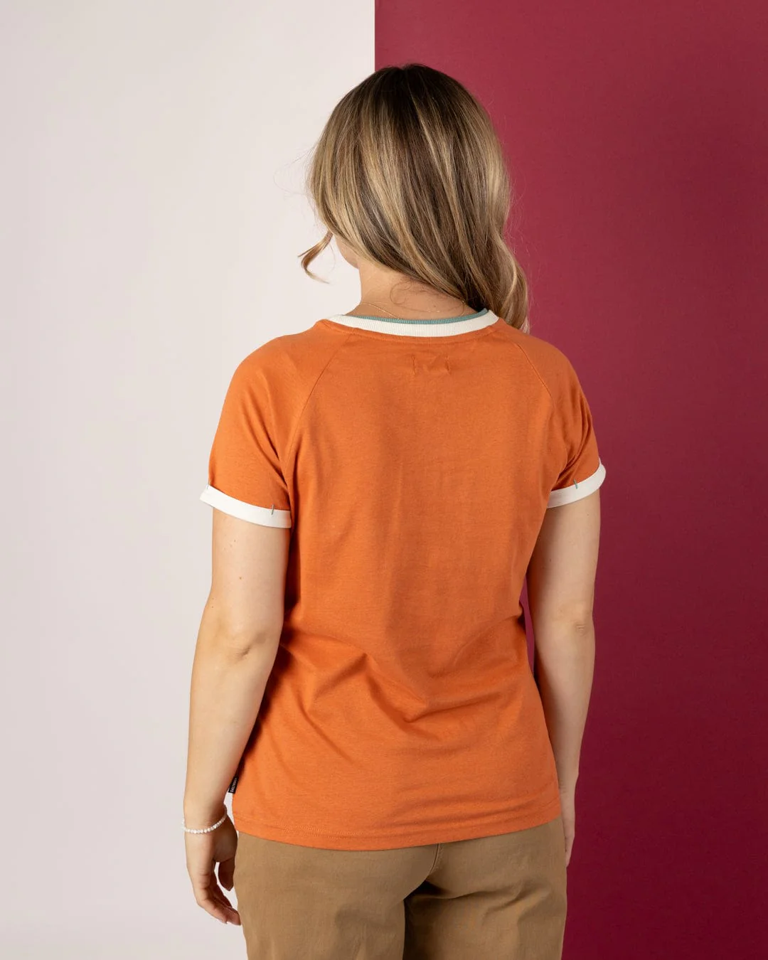 Trader Triple Womens Short Sleeve T-Shirt in Orange - Image 5