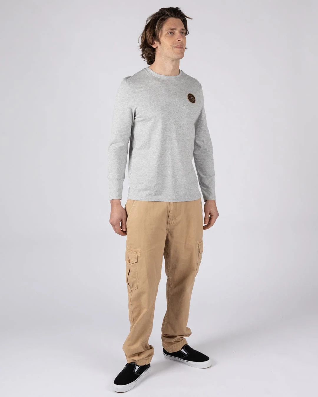 Trail Badge Mens Long Sleeve T-Shirt in Grey - Image 4