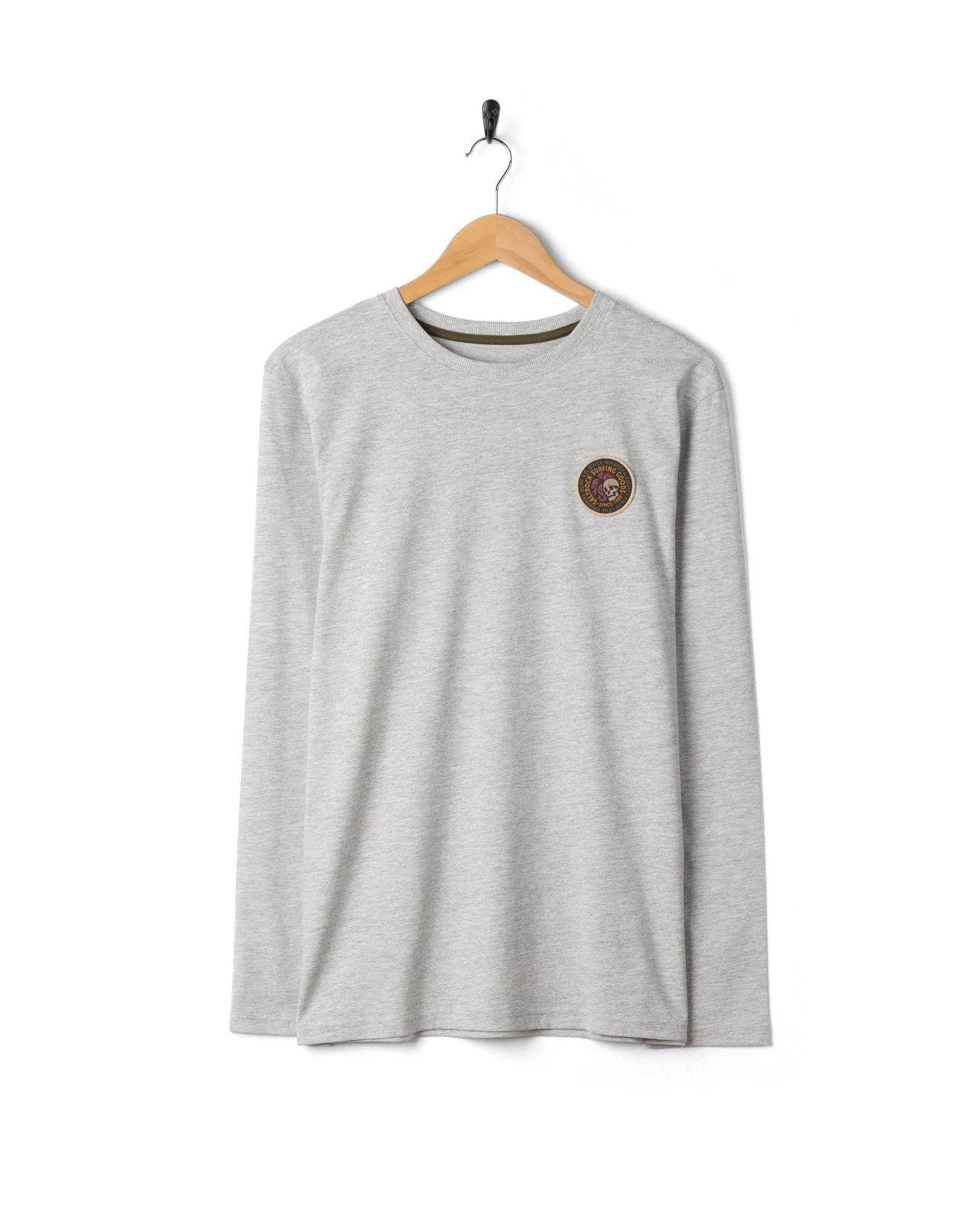Trail Badge Mens Long Sleeve T-Shirt in Grey - Image 7