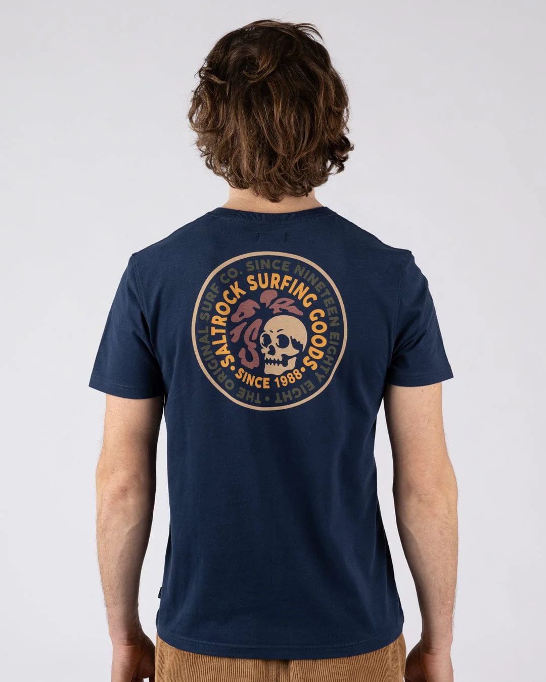 Trail Badge Print Mens Short Sleeve T-Shirt in Blue