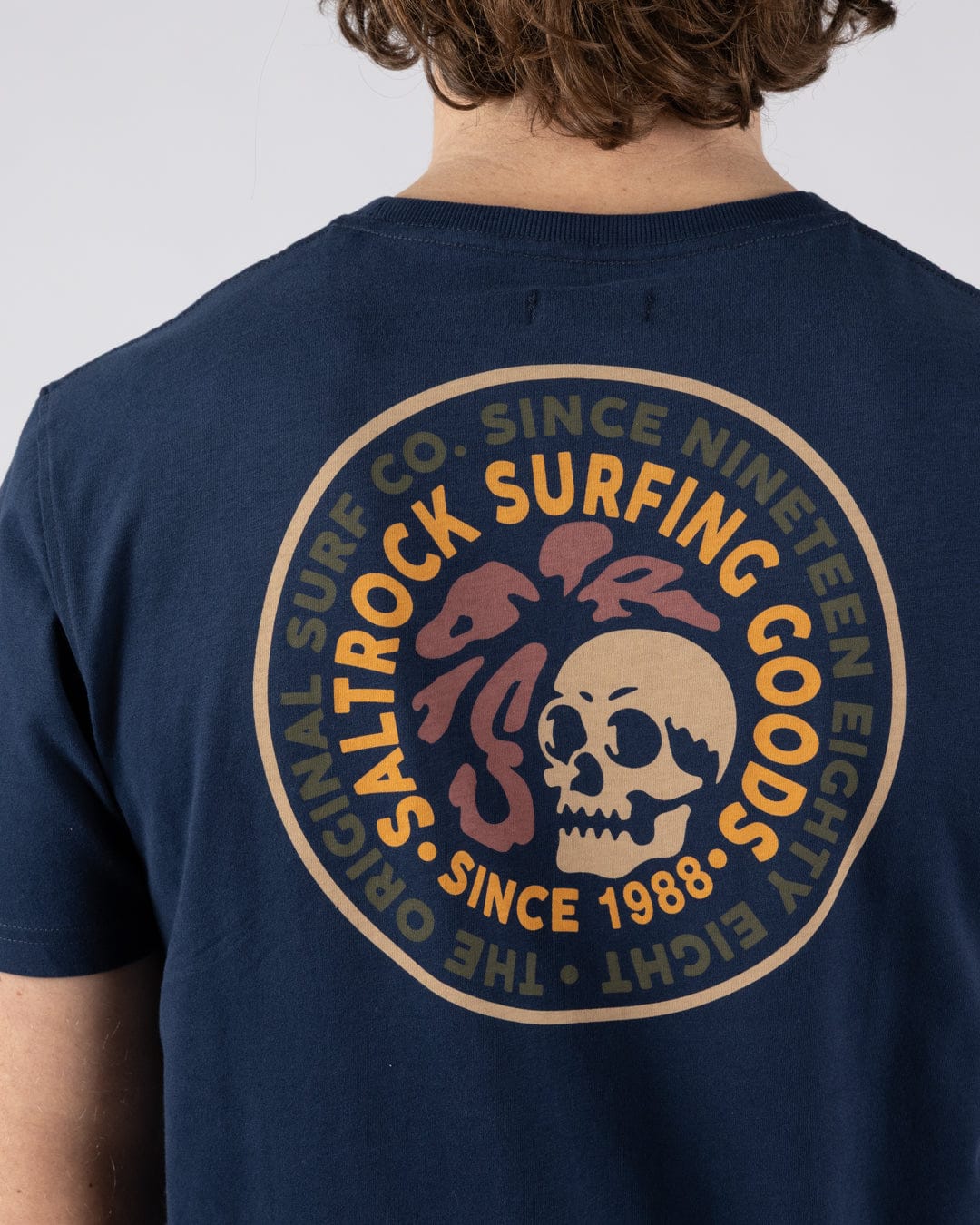 Trail Badge Print Mens Short Sleeve T-Shirt in Blue - Image 2