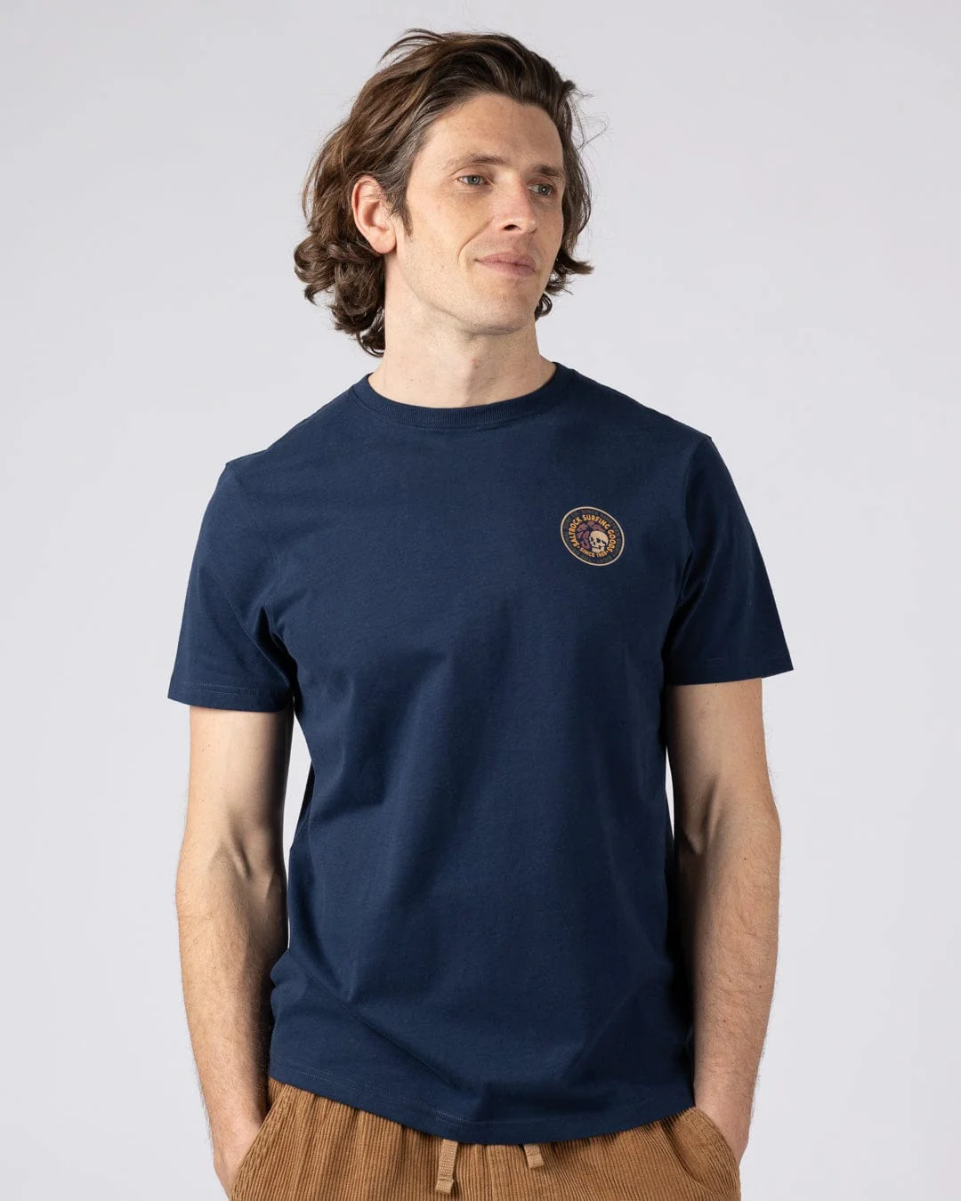 Trail Badge Print Mens Short Sleeve T-Shirt in Blue - Image 3