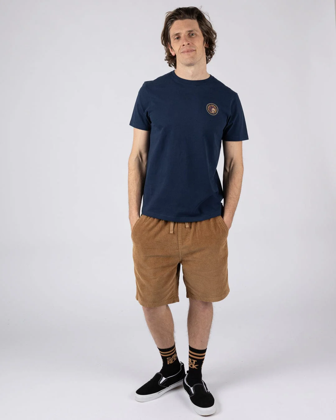 Trail Badge Print Mens Short Sleeve T-Shirt in Blue - Image 5