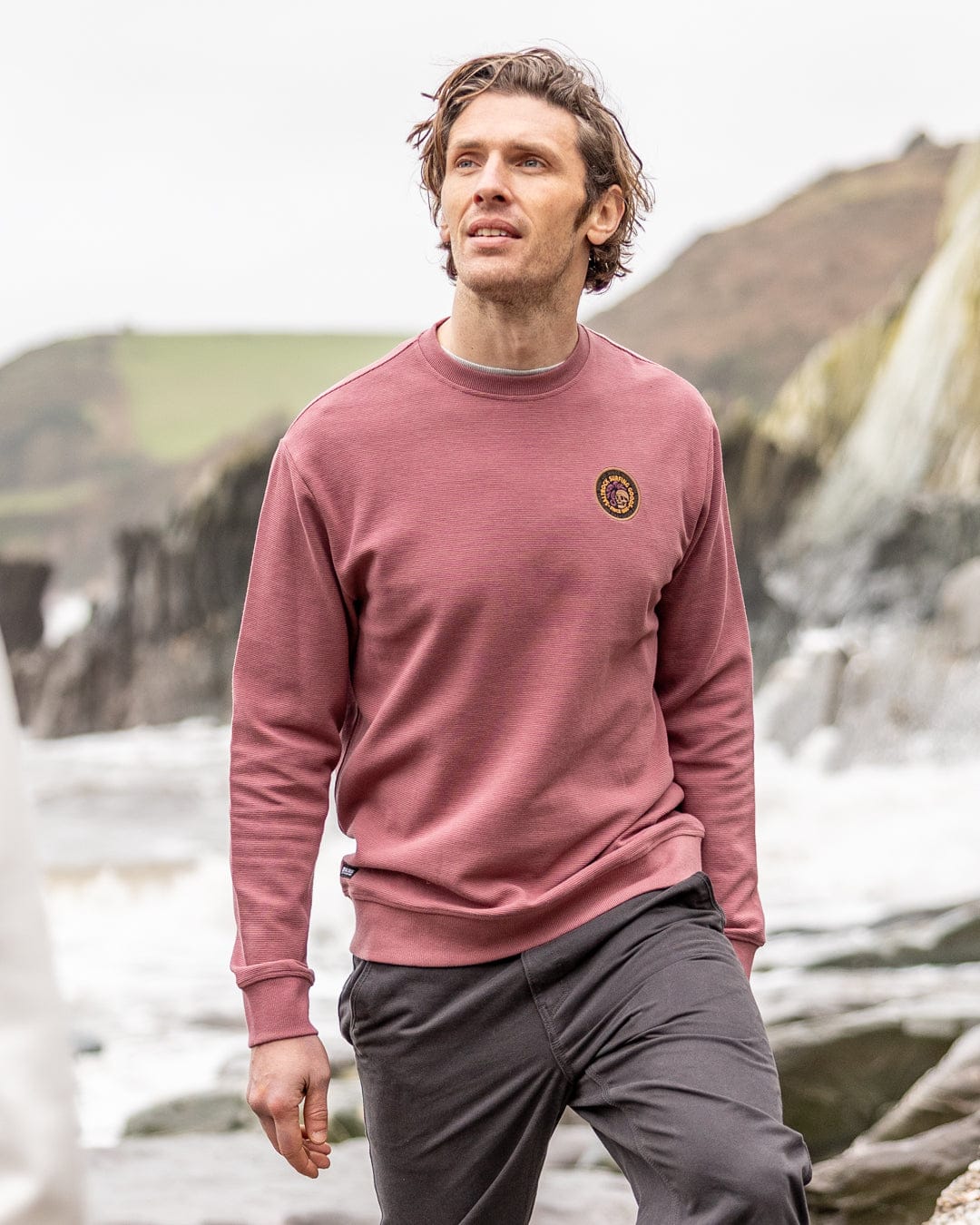 Trail Badge  Mens Sweatshirt in Dark Pink