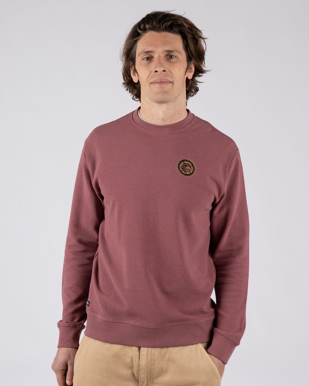 Trail Badge  Mens Sweatshirt in Dark Pink - Image 2