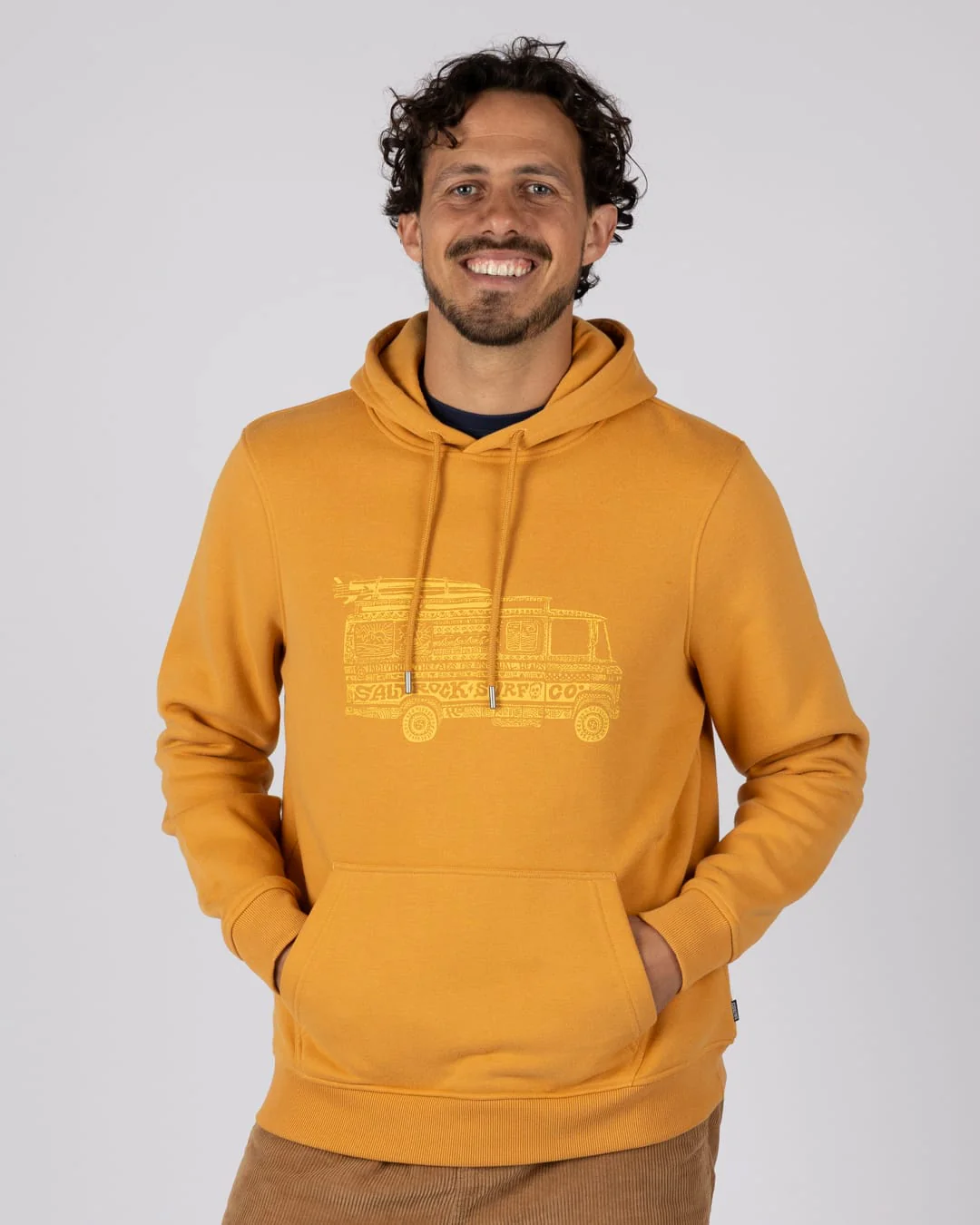 Trail Bus Mens Pop Hoodie in Yellow - Image 2