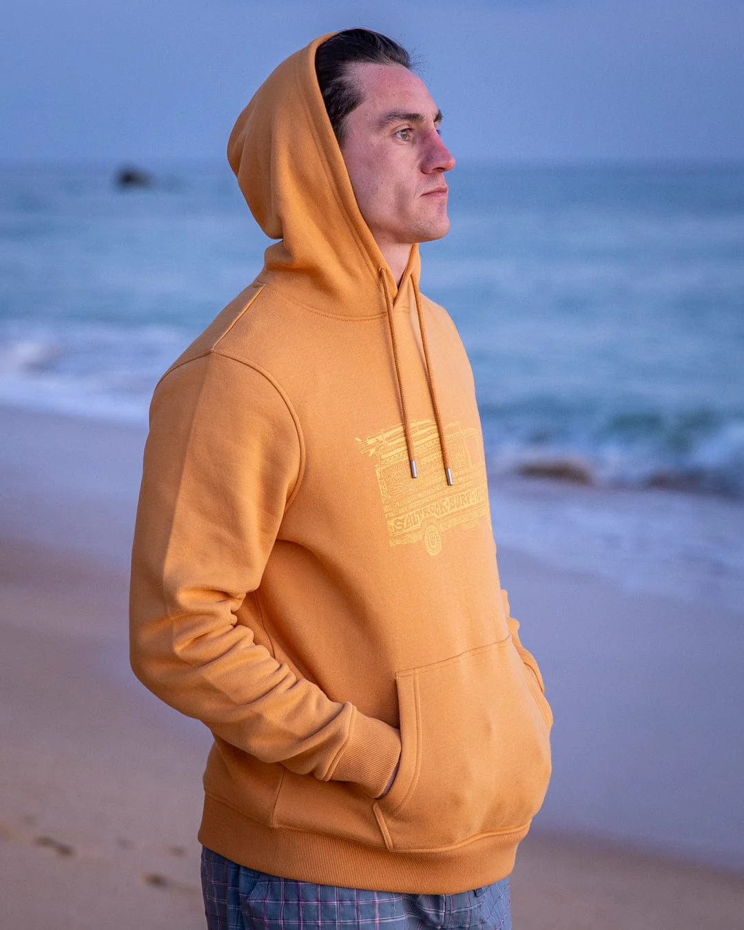 Trail Bus Mens Pop Hoodie in Yellow - Image 5