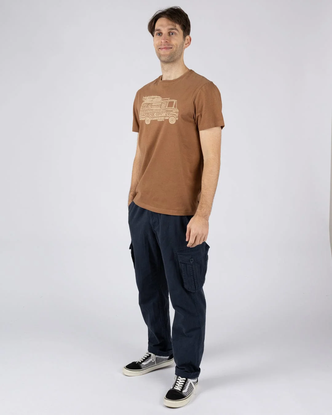 Trail Bus Mens Short Sleeve T-Shirt in Brown - Image 4