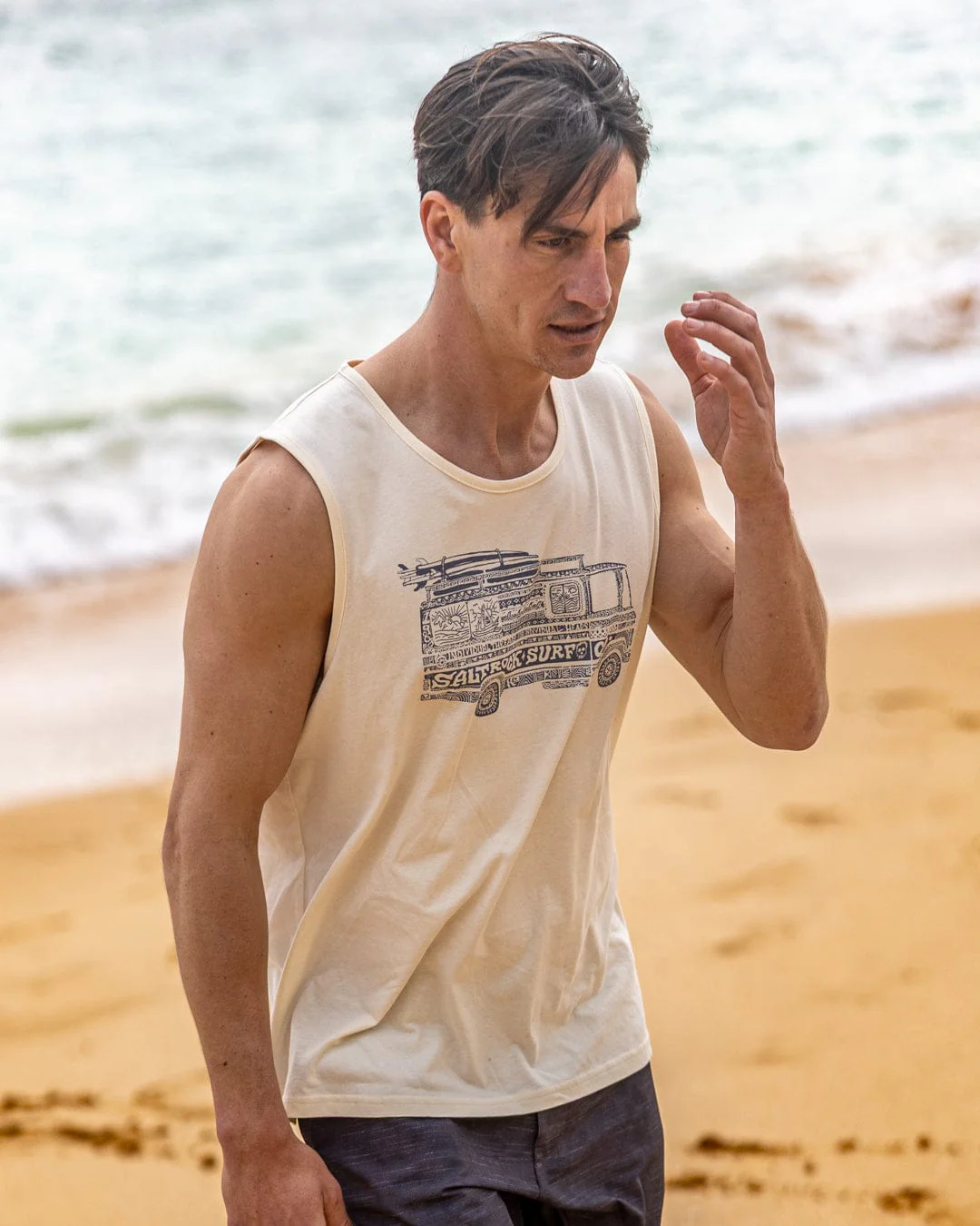 Trail Bus Mens Vest in Cream