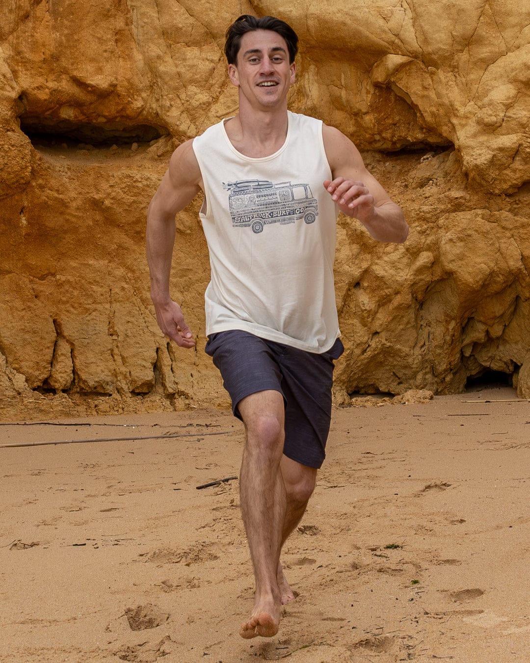 Trail Bus Mens Vest in Cream - Image 2