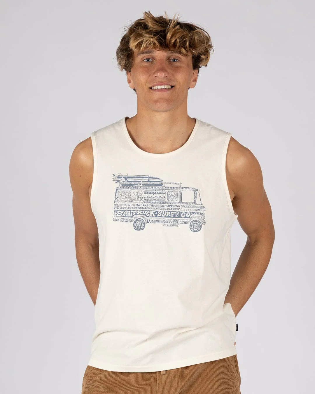 Trail Bus Mens Vest in Cream - Image 7