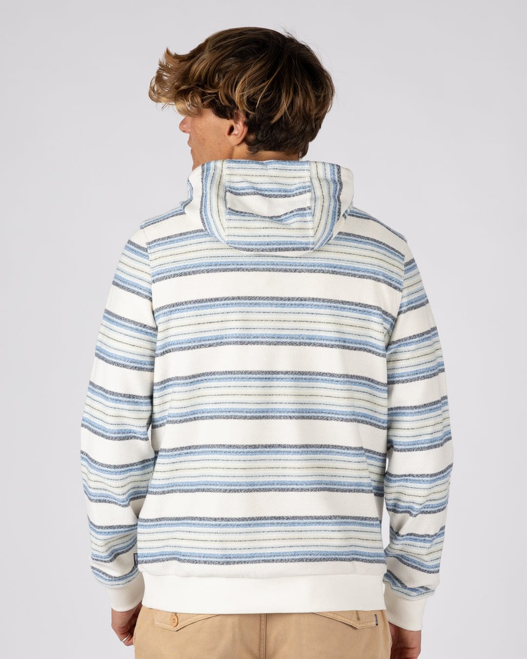 Trewan Flame Mens Pop Hoodie in Blue/White Stripe - Image 3