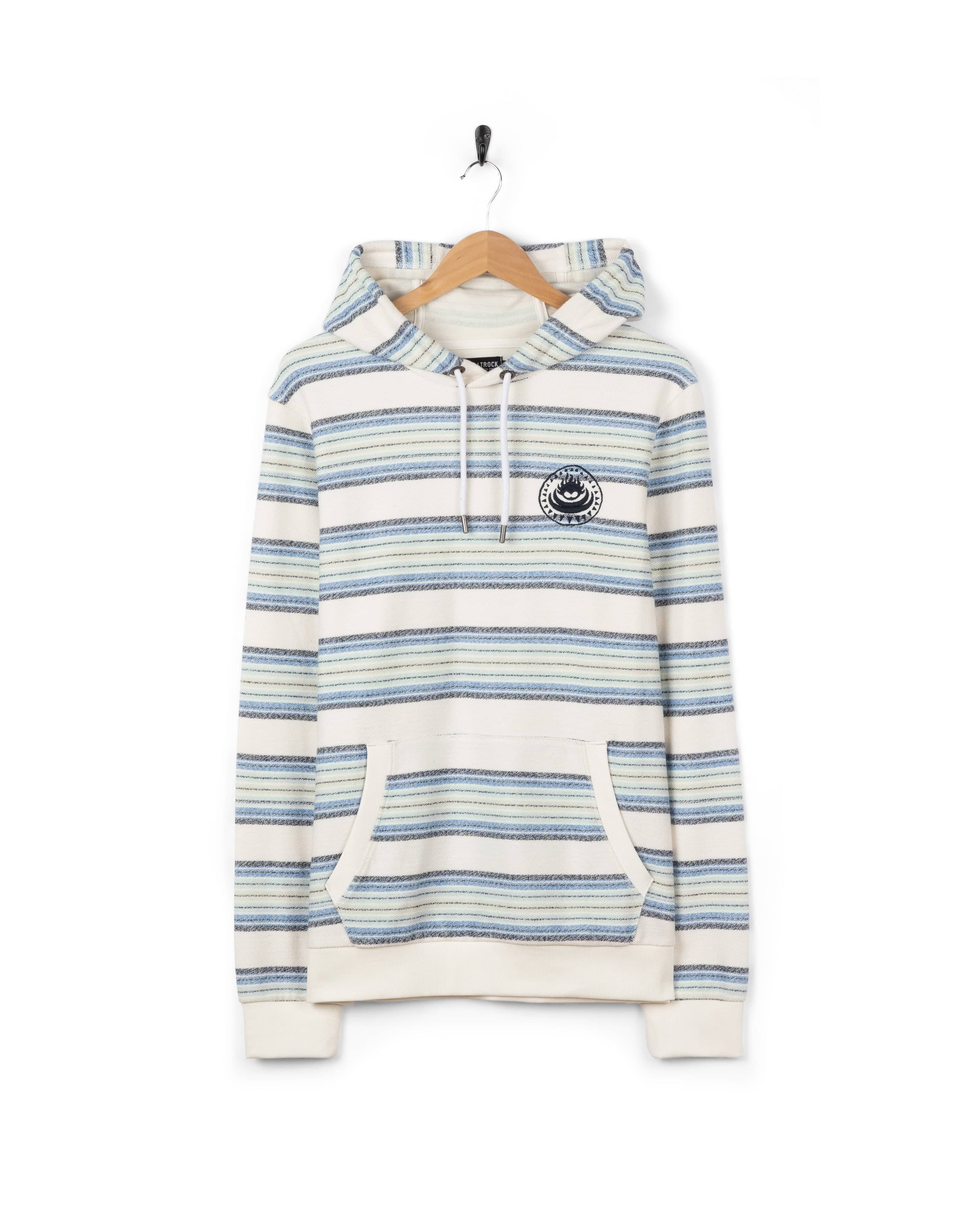 Trewan Flame Mens Pop Hoodie in Blue/White Stripe - Image 4