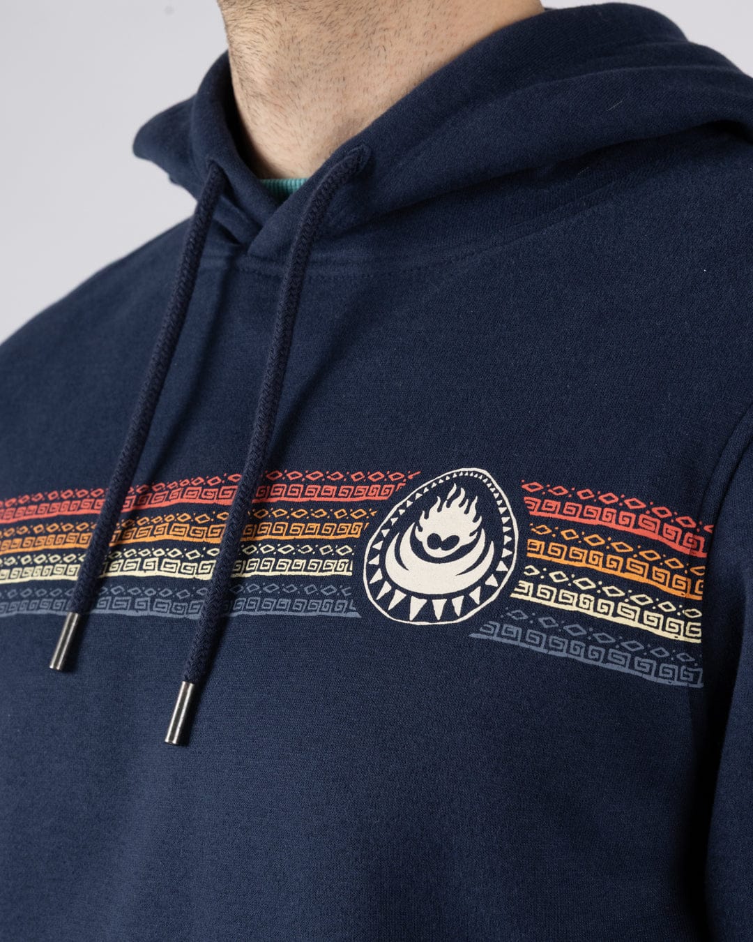 Tribal Stripe Mens Pop Hoodie in Blue - Image 3