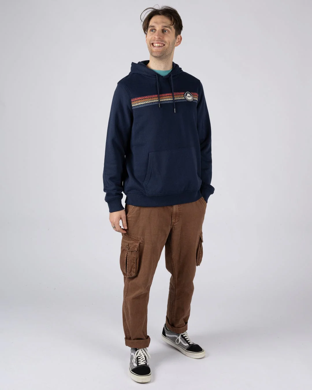 Tribal Stripe Mens Pop Hoodie in Blue - Image 6