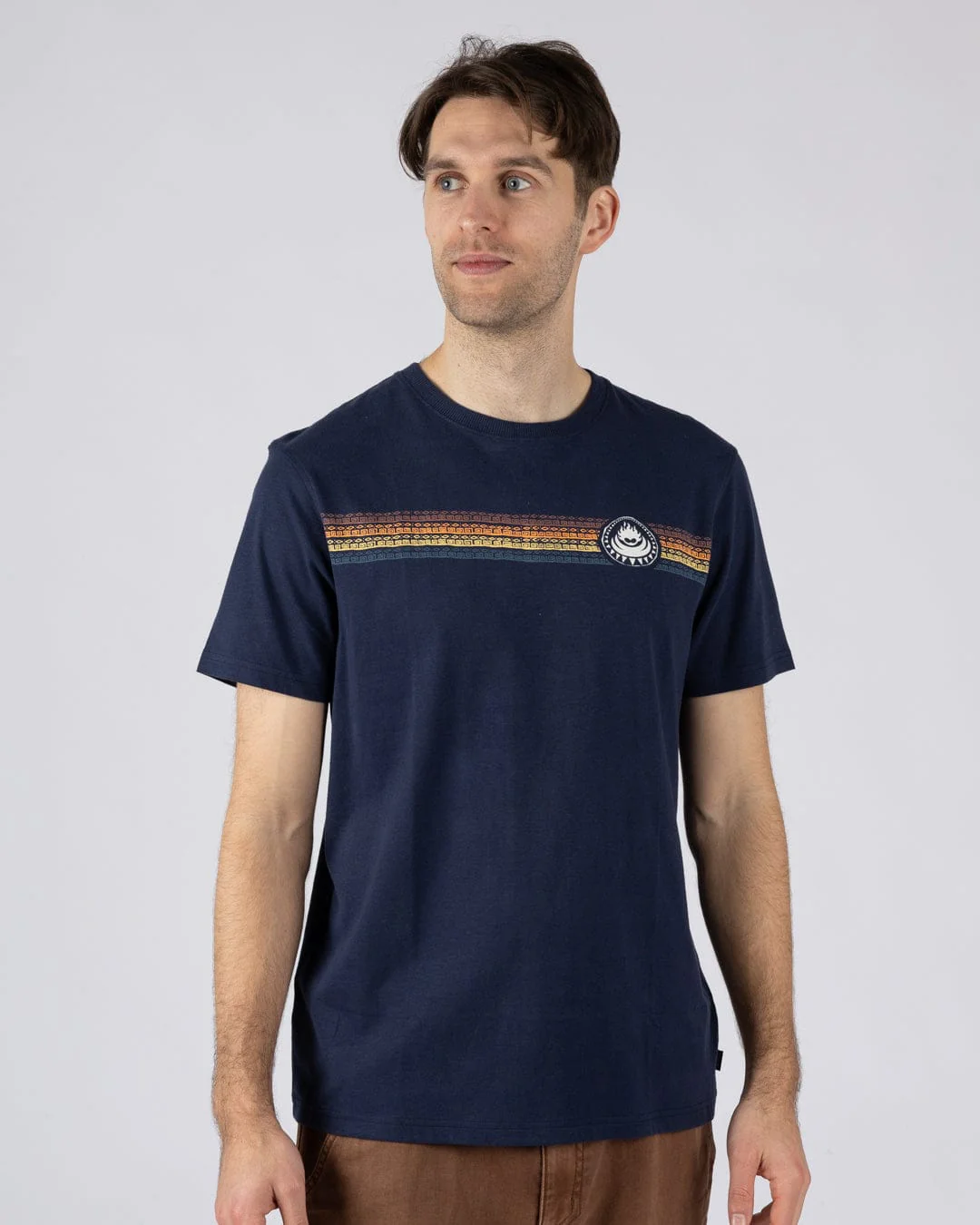 Tribal Stripe Mens Short Sleeve T-Shirt in Blue
