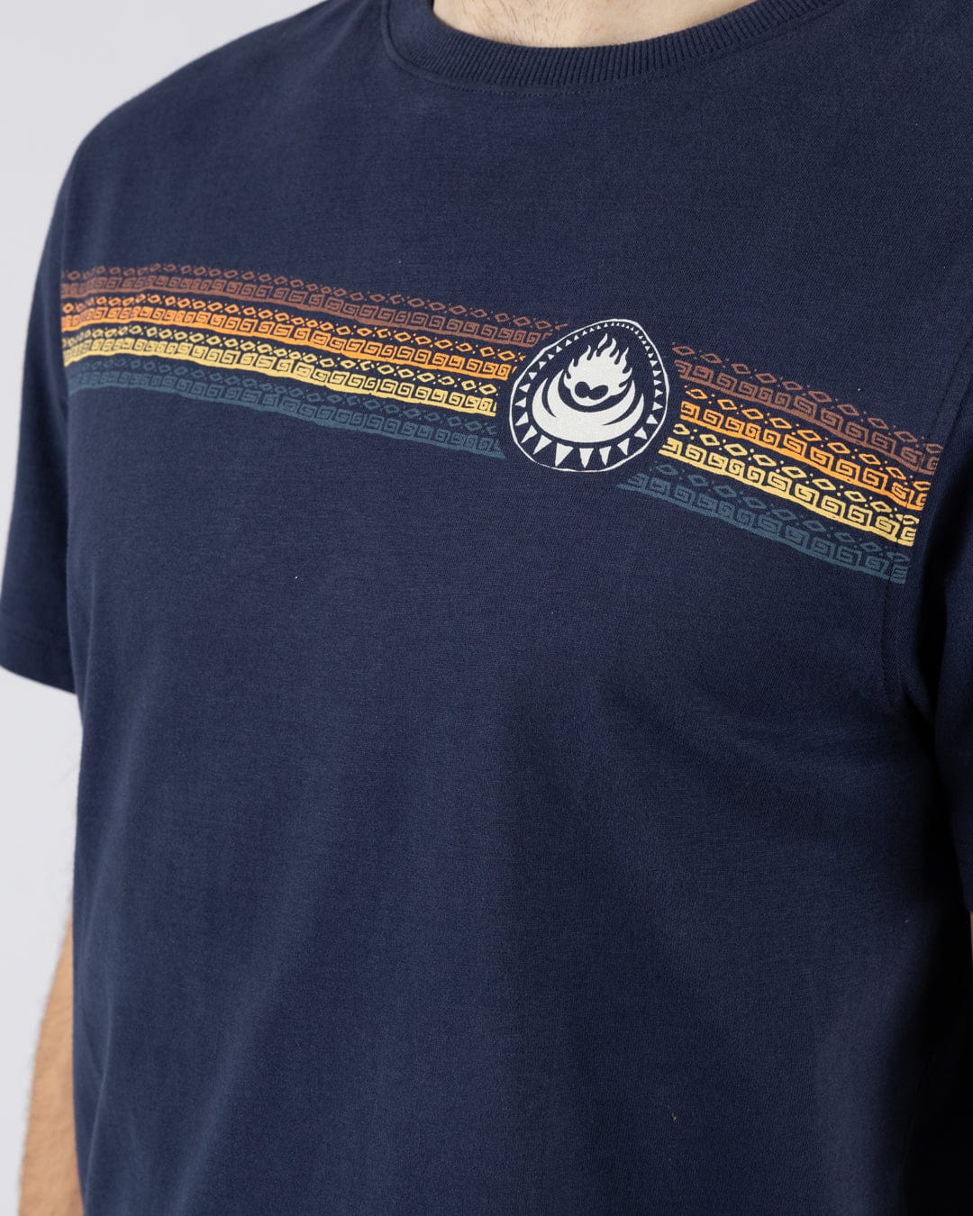 Tribal Stripe Mens Short Sleeve T-Shirt in Blue - Image 2