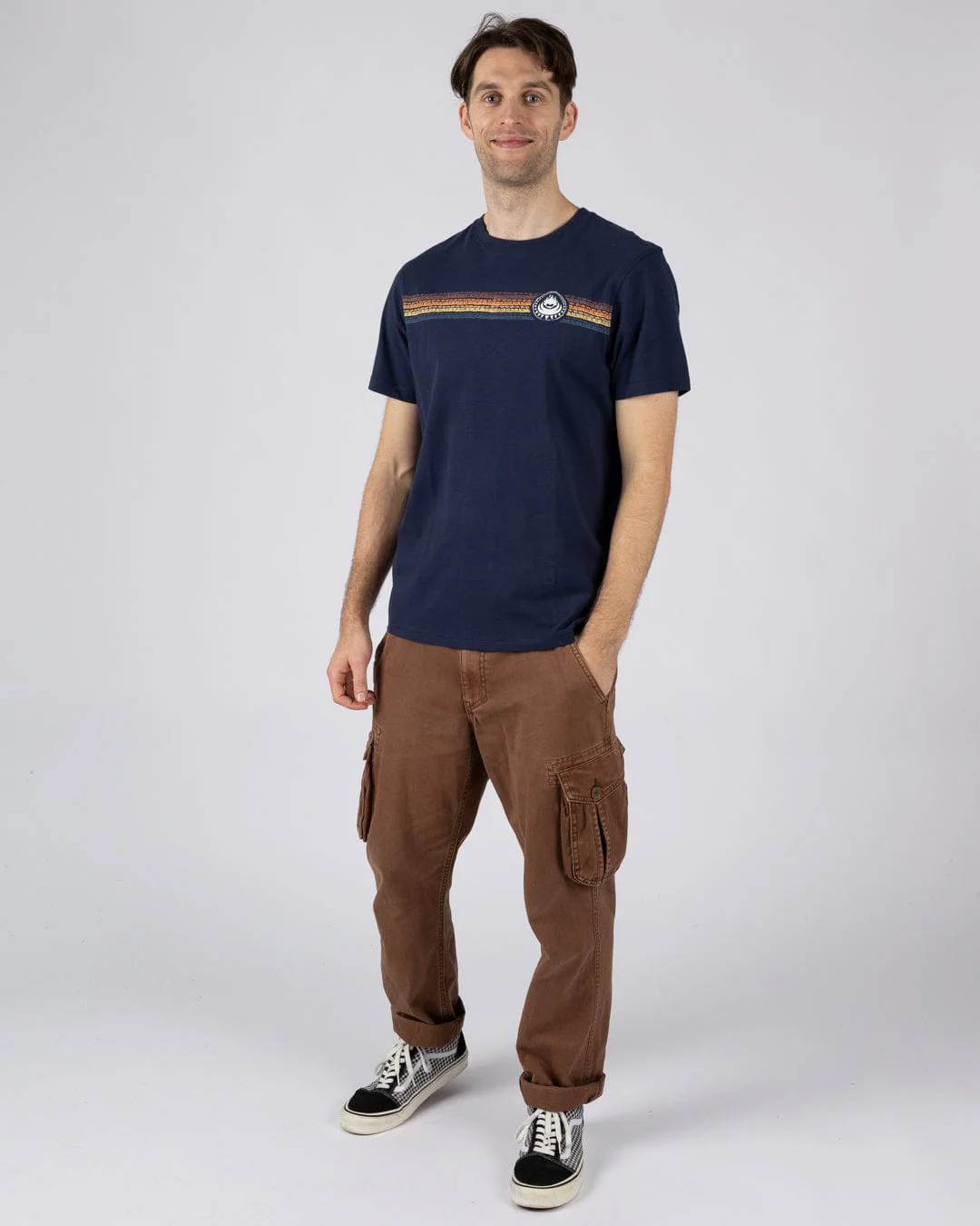 Tribal Stripe Mens Short Sleeve T-Shirt in Blue - Image 4
