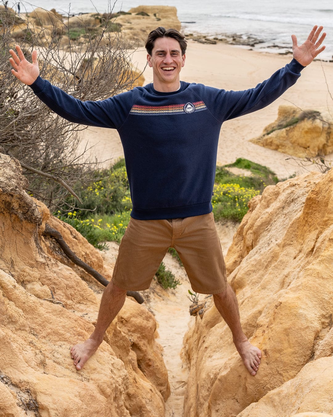 Tribal Stripe Mens Sweatshirt in Blue - Image 2
