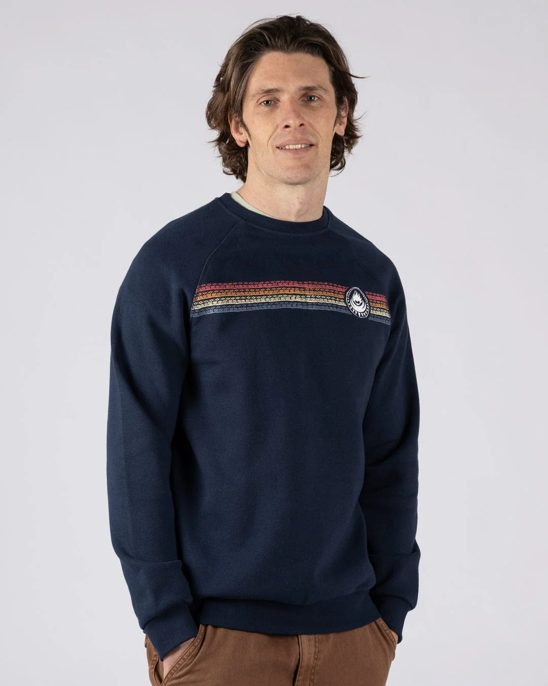 Tribal Stripe Mens Sweatshirt in Blue - Image 4