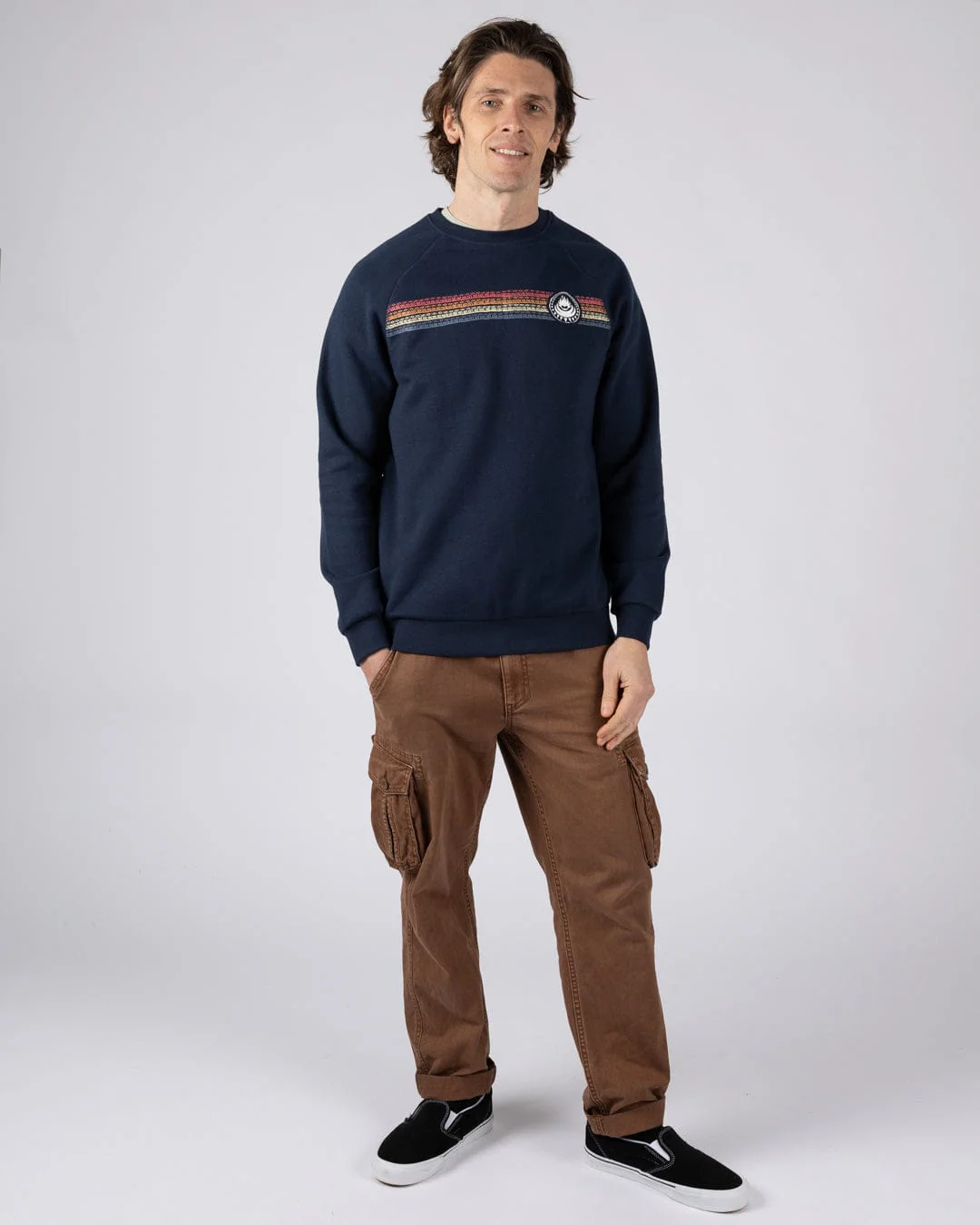 Tribal Stripe Mens Sweatshirt in Blue - Image 8