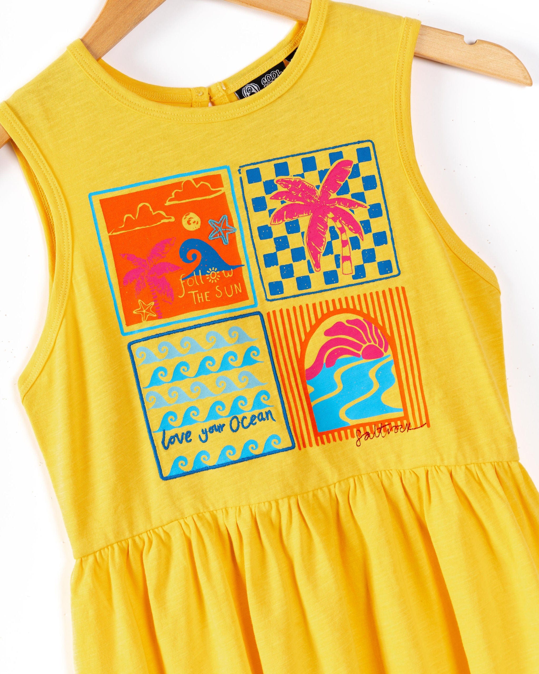 Vacay Kids Dress in Yellow - Image 3