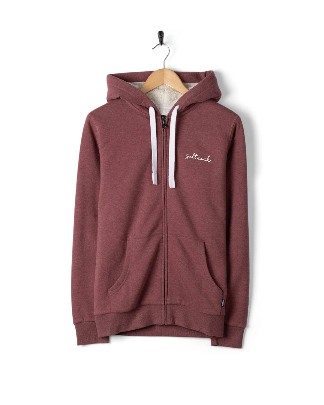 Essential Womens Borg Lined Hoodie in Burgundy - Image 3