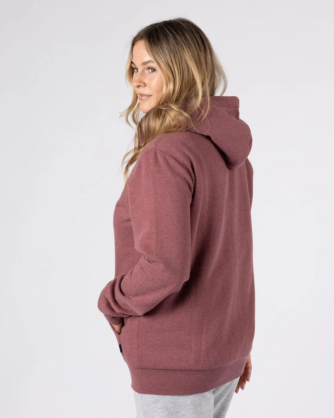 Essential Womens Borg Lined Hoodie in Burgundy - Image 6