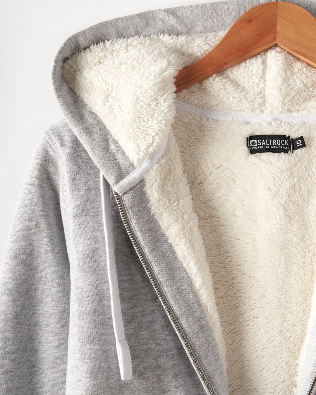 Essential Womens Borg Lined Hoodie in Grey - Image 8