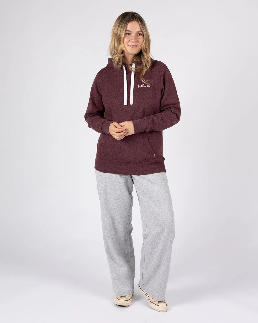 Essential Womens Pop Hoodie in Dark Purple - Image 3