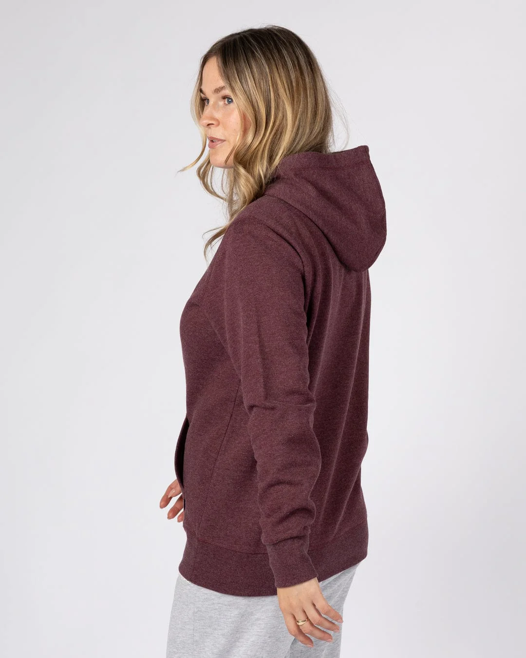 Essential Womens Pop Hoodie in Dark Purple - Image 4