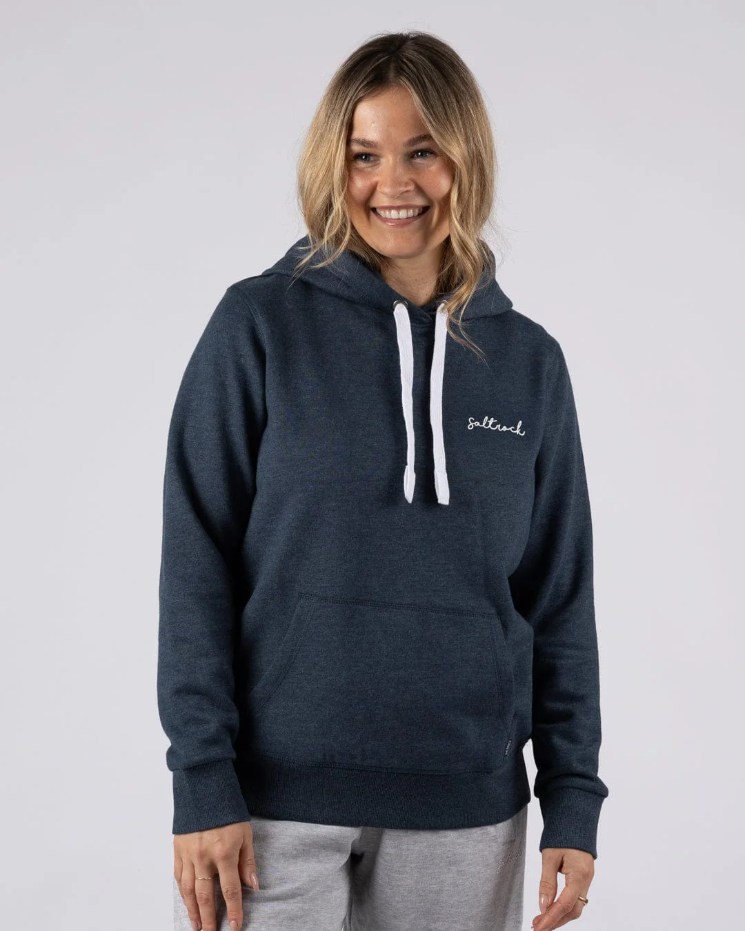 Essential Womens Pop Hoodie in Blue Marl - Image 4
