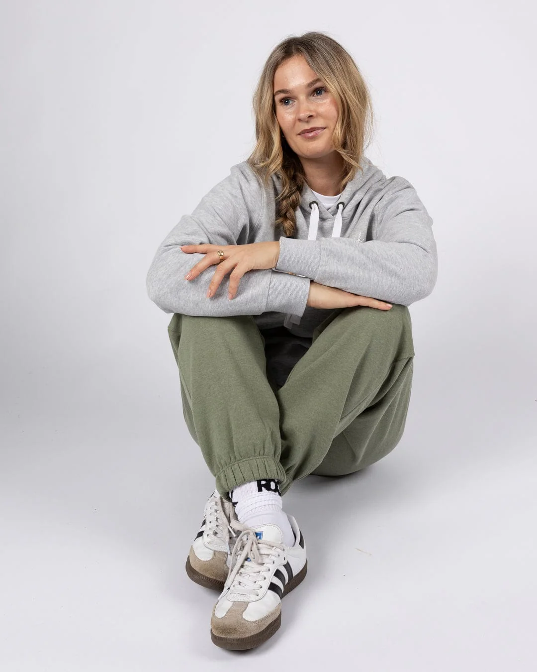 Essential Womens Pop Hoodie in Grey - Image 3