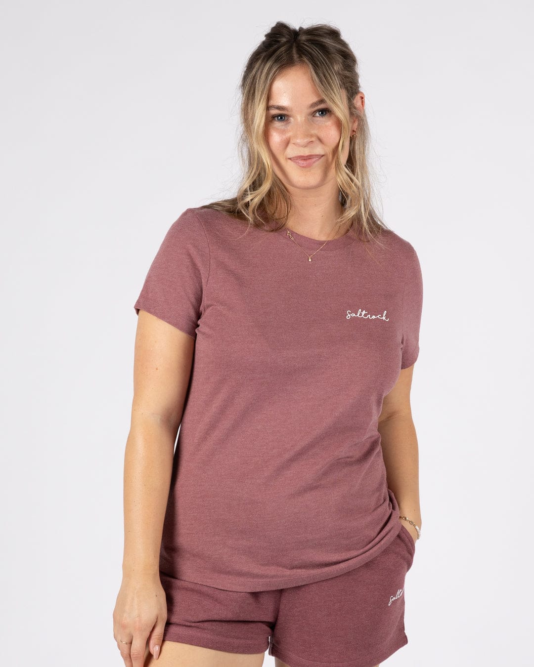 Essential Womens Short Sleeve T-Shirt in Burgundy - Image 2