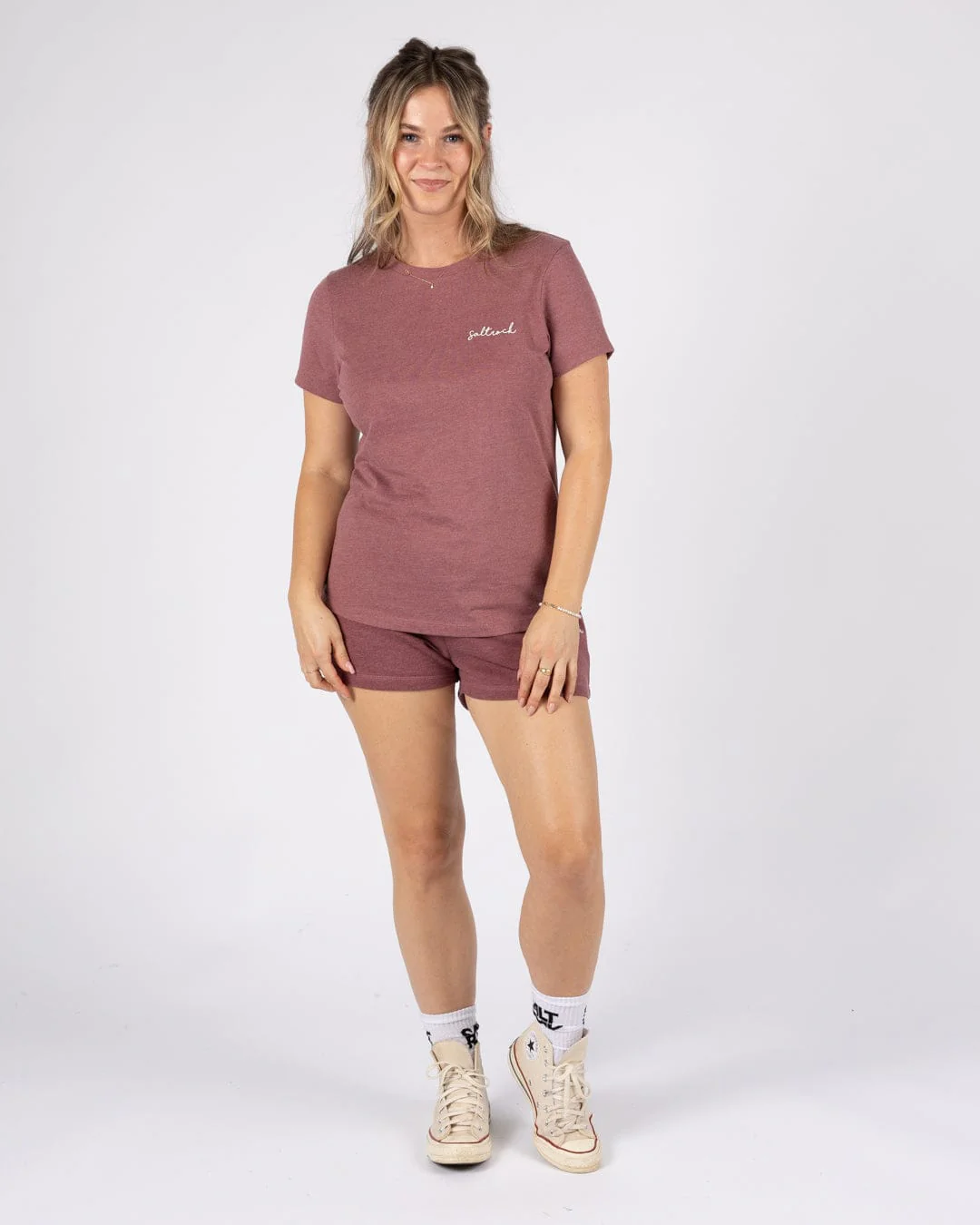 Essential Womens Short Sleeve T-Shirt in Burgundy - Image 4