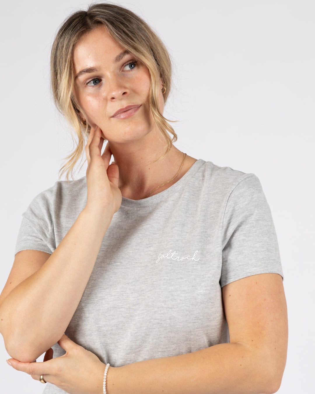 Essential Womens Short Sleeve T-Shirt in Grey Marl - Image 4
