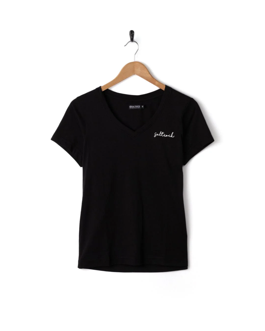 Essential Womens Short Sleeve V-Neck T-Shirt in Black - Image 2