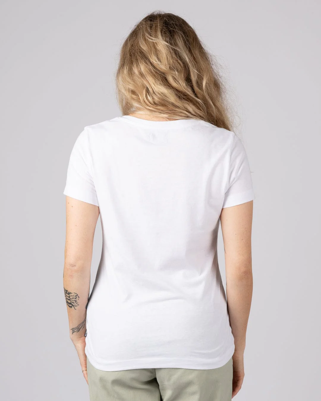 Essential Womens Short Sleeve V-Neck T-Shirt in White - Image 3
