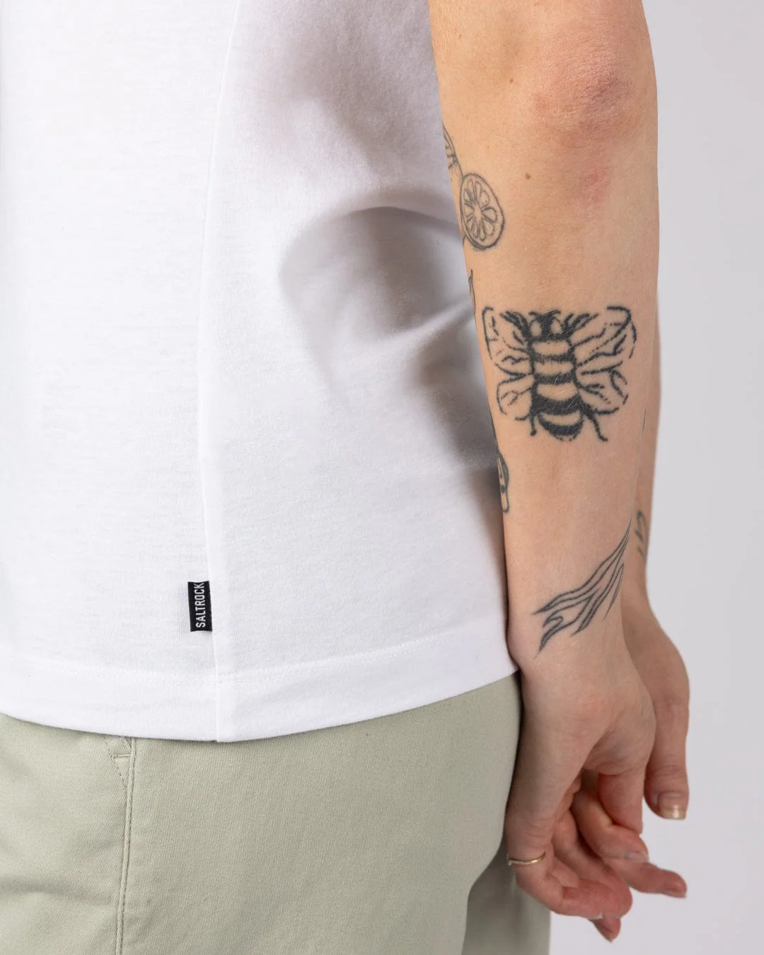 Essential Womens Short Sleeve V-Neck T-Shirt in White - Image 5