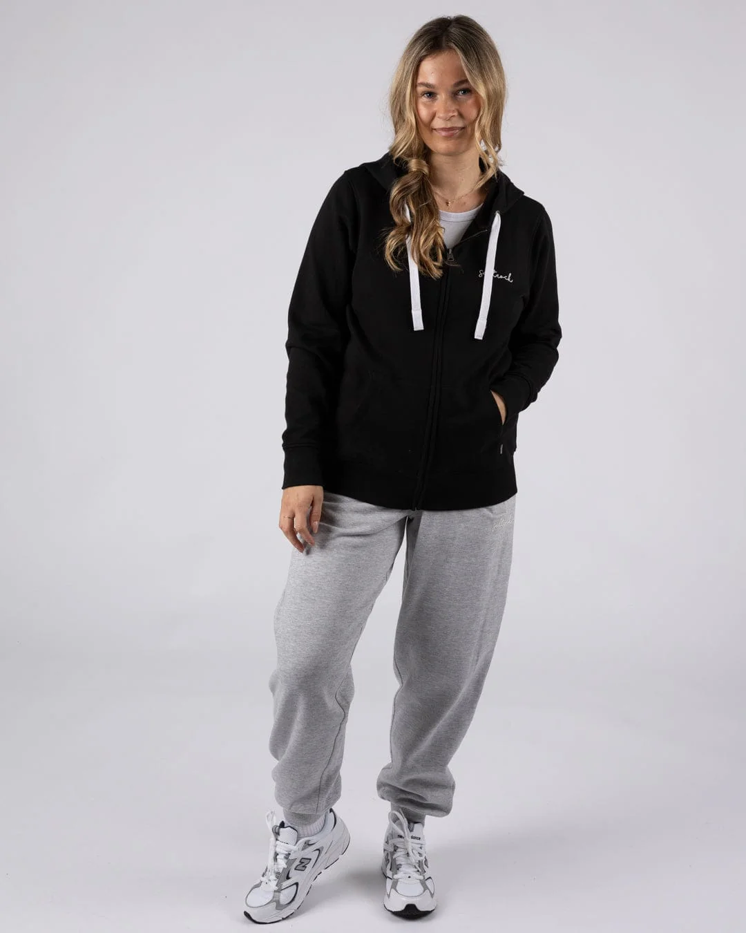 Essential Womens Zip Hoodie in Black - Image 4