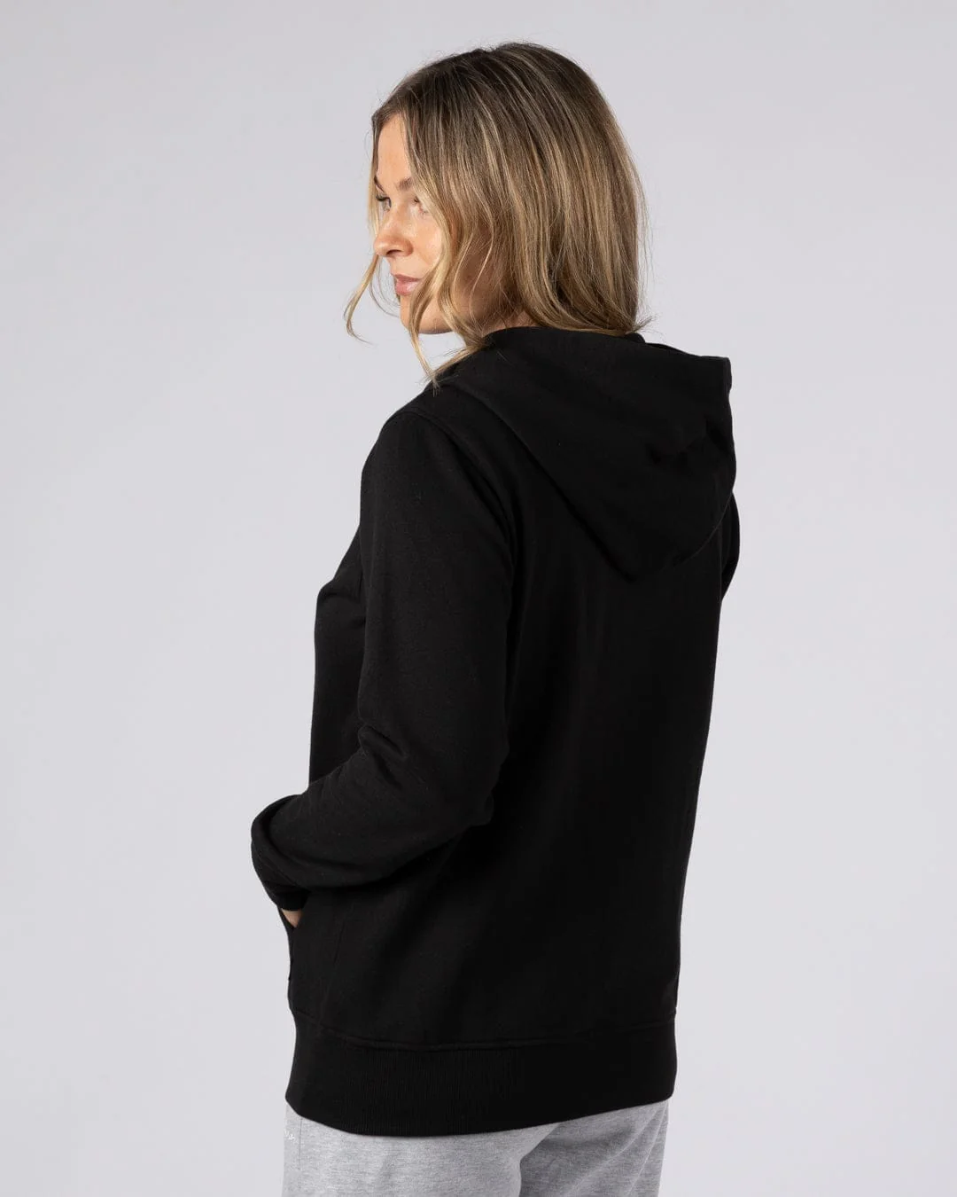 Essential Womens Zip Hoodie in Black - Image 5