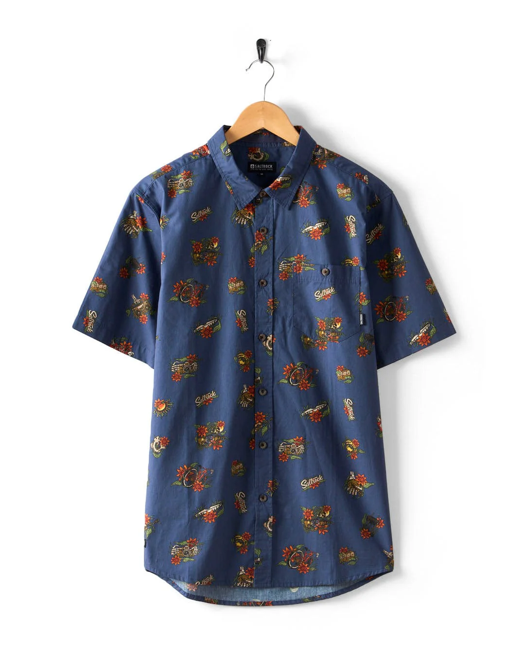 Wanderer Mens Short Sleeve Shirt in Blue - Image 2