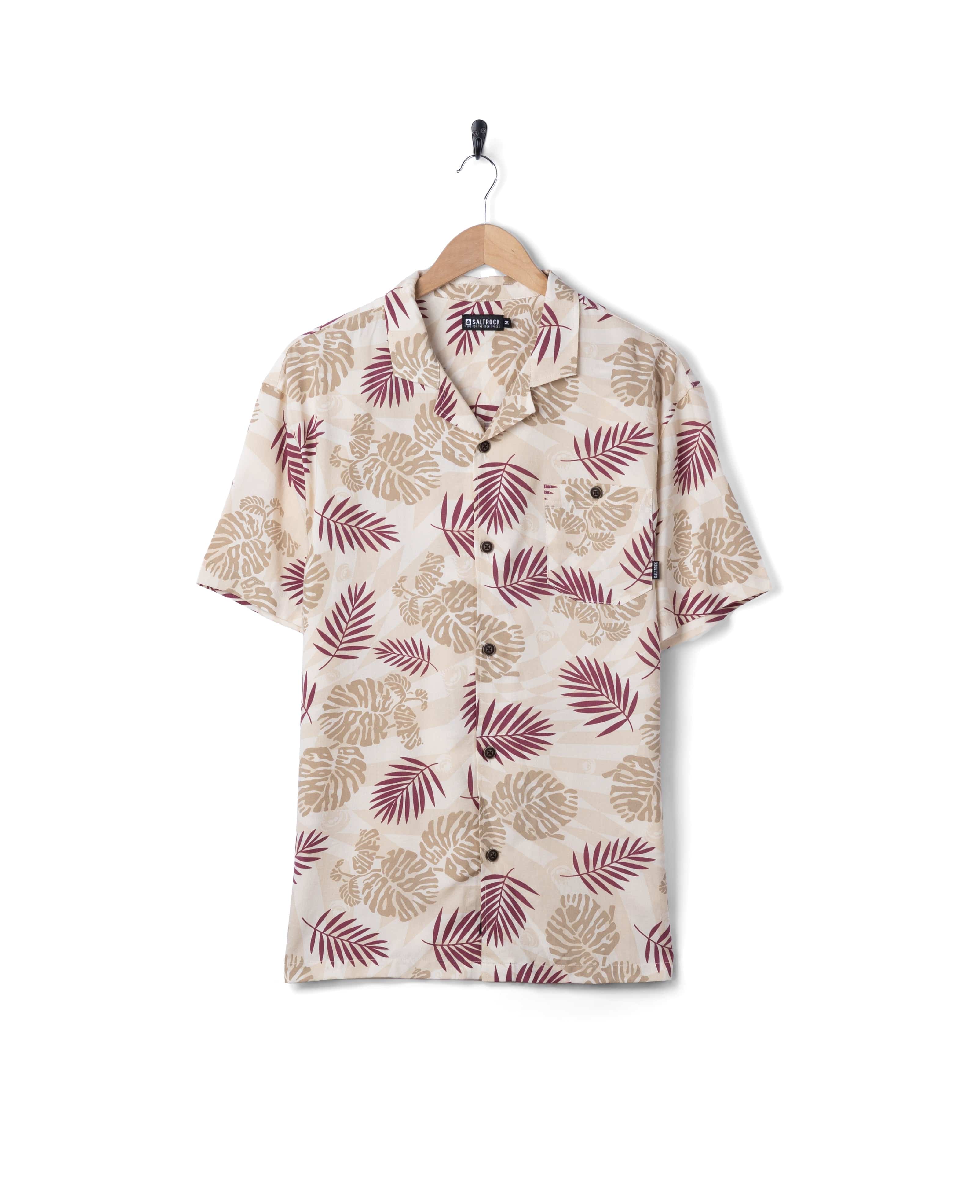 Warp Surf Resort Mens Oversized Short Sleeve Shirt in Cream - Image 9
