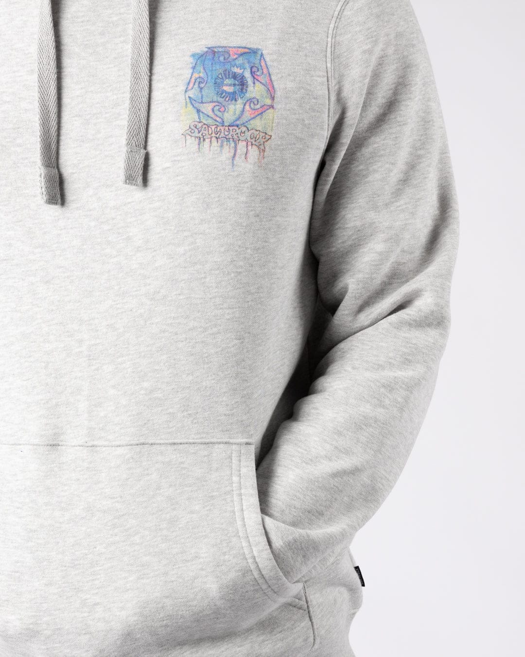 Wave Running Mens Pop Hoodie in Light Grey - Image 5