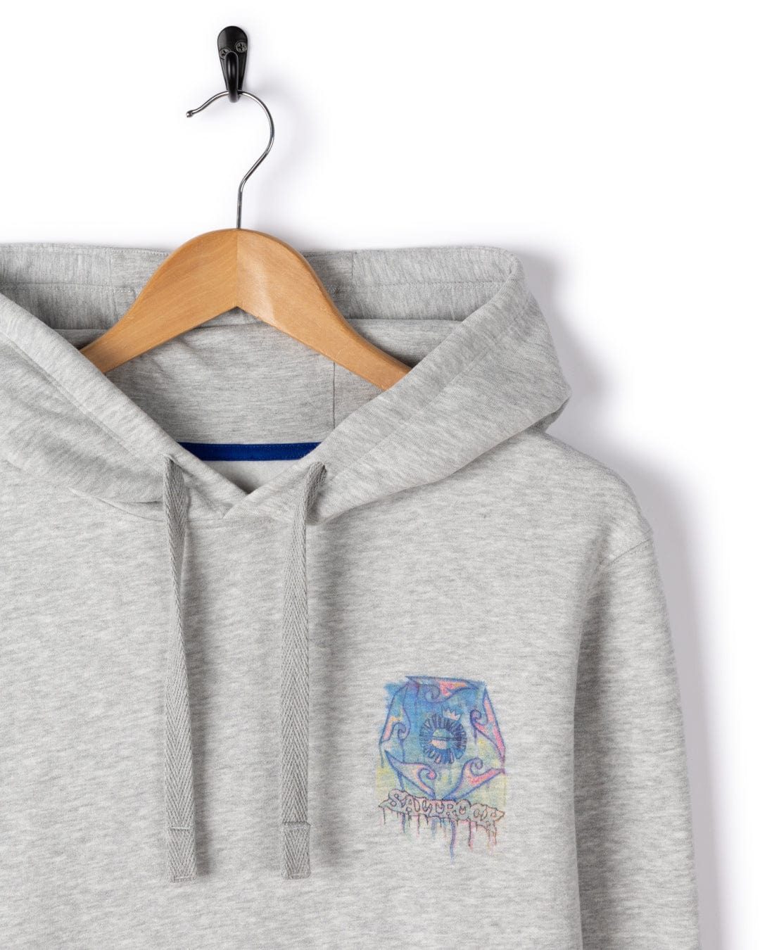 Wave Running Mens Pop Hoodie in Light Grey - Image 8