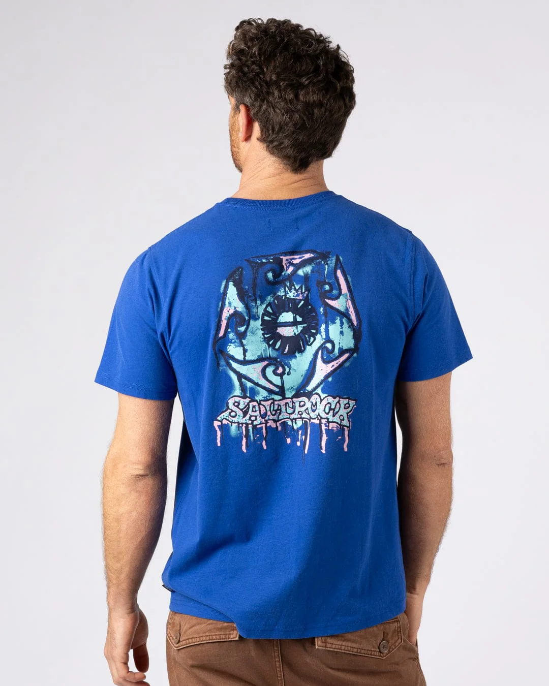 Wave Running Mens Short Sleeve T-Shirt in Blue