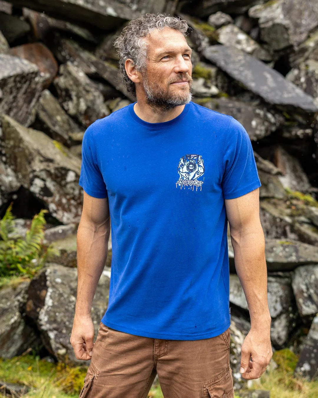 Wave Running Mens Short Sleeve T-Shirt in Blue - Image 2