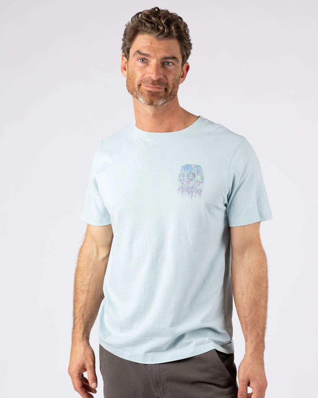 Wave Running Mens Short Sleeve T-Shirt in Light Blue - Image 6