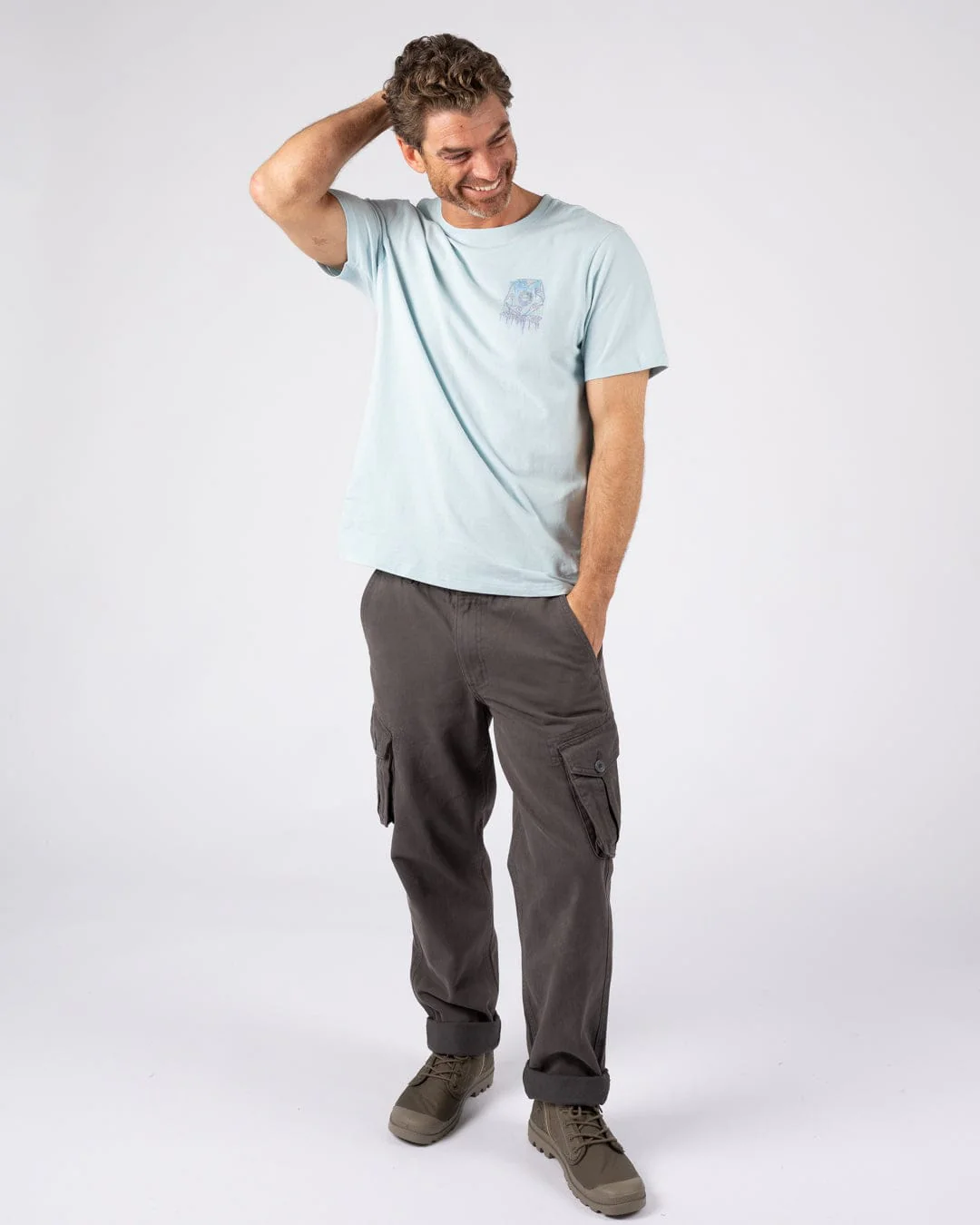 Wave Running Mens Short Sleeve T-Shirt in Light Blue - Image 7